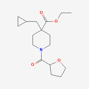 molecular formula C17H27NO4 B3777671 Ethyl 4-(cyclopropylmethyl)-1-(oxolane-2-carbonyl)piperidine-4-carboxylate 