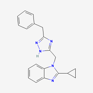 molecular formula C20H19N5 B3777676 1-[(3-benzyl-1H-1,2,4-triazol-5-yl)methyl]-2-cyclopropyl-1H-benzimidazole 