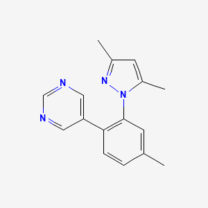 molecular formula C16H16N4 B3777820 5-[2-(3,5-dimethyl-1H-pyrazol-1-yl)-4-methylphenyl]pyrimidine 