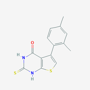 molecular formula C14H12N2OS2 B377785 5-(2,4-dimethylphenyl)-2-thioxo-2,3-dihydrothieno[2,3-d]pyrimidin-4(1H)-one CAS No. 312946-32-0