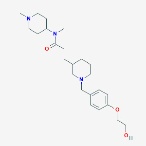 molecular formula C24H39N3O3 B3777897 3-[1-[[4-(2-hydroxyethoxy)phenyl]methyl]piperidin-3-yl]-N-methyl-N-(1-methylpiperidin-4-yl)propanamide 