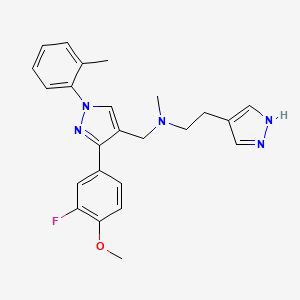 molecular formula C24H26FN5O B3777916 N-[[3-(3-fluoro-4-methoxyphenyl)-1-(2-methylphenyl)pyrazol-4-yl]methyl]-N-methyl-2-(1H-pyrazol-4-yl)ethanamine 