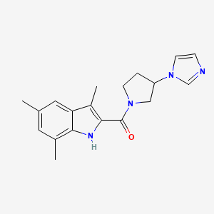 molecular formula C19H22N4O B3777988 2-{[3-(1H-imidazol-1-yl)pyrrolidin-1-yl]carbonyl}-3,5,7-trimethyl-1H-indole 