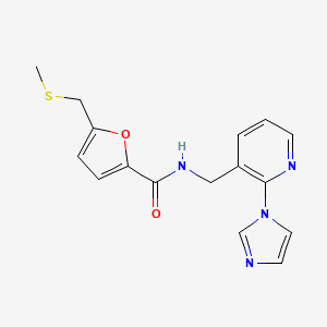 molecular formula C16H16N4O2S B3778009 N-{[2-(1H-imidazol-1-yl)-3-pyridinyl]methyl}-5-[(methylthio)methyl]-2-furamide 