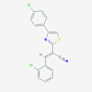 molecular formula C18H10Cl2N2S B377801 (E)-3-(2-chlorophenyl)-2-(4-(4-chlorophenyl)thiazol-2-yl)acrylonitrile CAS No. 312758-27-3