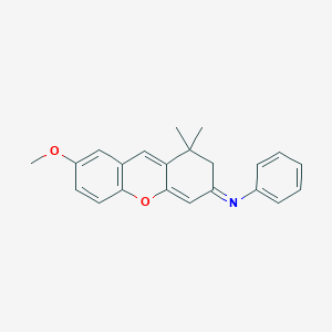 molecular formula C22H21NO2 B377806 N-(7-methoxy-1,1-dimethyl-1,2-dihydro-3H-xanthen-3-ylidene)-N-phenylamine 