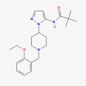 molecular formula C22H32N4O2 B3778134 N-{1-[1-(2-ethoxybenzyl)-4-piperidinyl]-1H-pyrazol-5-yl}-2,2-dimethylpropanamide 