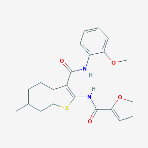 molecular formula C22H22N2O4S B377815 N-{3-[(2-methoxyphenyl)carbamoyl]-6-methyl-4,5,6,7-tetrahydro-1-benzothiophen-2-yl}furan-2-carboxamide 