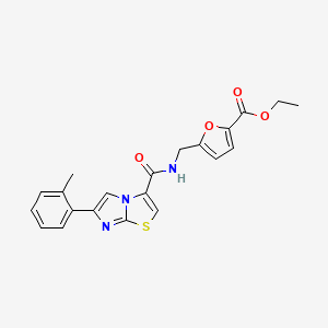 molecular formula C21H19N3O4S B3778185 Ethyl 5-[[[6-(2-methylphenyl)imidazo[2,1-b][1,3]thiazole-3-carbonyl]amino]methyl]furan-2-carboxylate 