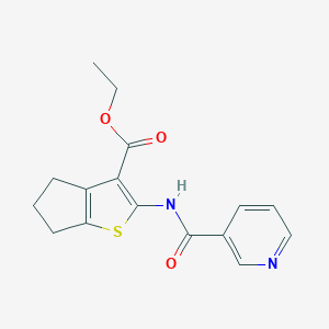 molecular formula C16H16N2O3S B377822 ethyl 2-[(3-pyridinylcarbonyl)amino]-5,6-dihydro-4H-cyclopenta[b]thiophene-3-carboxylate 