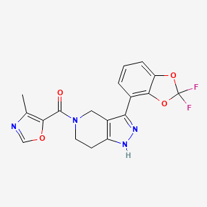 molecular formula C18H14F2N4O4 B3778223 [3-(2,2-Difluoro-1,3-benzodioxol-4-yl)-1,4,6,7-tetrahydropyrazolo[4,3-c]pyridin-5-yl]-(4-methyl-1,3-oxazol-5-yl)methanone 