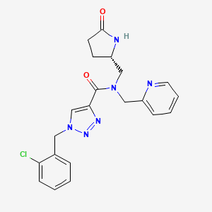 molecular formula C21H21ClN6O2 B3778236 1-(2-chlorobenzyl)-N-{[(2S)-5-oxo-2-pyrrolidinyl]methyl}-N-(2-pyridinylmethyl)-1H-1,2,3-triazole-4-carboxamide 