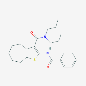 molecular formula C23H30N2O2S B377825 2-(benzoylamino)-N,N-dipropyl-5,6,7,8-tetrahydro-4H-cyclohepta[b]thiophene-3-carboxamide 