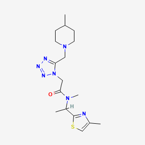 molecular formula C17H27N7OS B3778256 N-methyl-2-{5-[(4-methyl-1-piperidinyl)methyl]-1H-tetrazol-1-yl}-N-[1-(4-methyl-1,3-thiazol-2-yl)ethyl]acetamide 