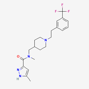 molecular formula C21H27F3N4O B3778265 N,5-dimethyl-N-[[1-[2-[3-(trifluoromethyl)phenyl]ethyl]piperidin-4-yl]methyl]-1H-pyrazole-3-carboxamide 