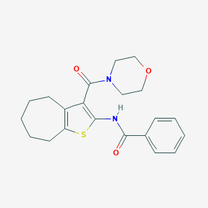 molecular formula C21H24N2O3S B377827 N-[3-(morpholin-4-ylcarbonyl)-5,6,7,8-tetrahydro-4H-cyclohepta[b]thiophen-2-yl]benzamide 
