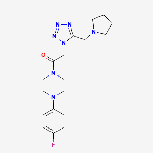molecular formula C18H24FN7O B3778275 1-(4-fluorophenyl)-4-{[5-(1-pyrrolidinylmethyl)-1H-tetrazol-1-yl]acetyl}piperazine 
