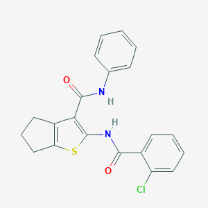 molecular formula C21H17ClN2O2S B377828 2-[(2-chlorobenzoyl)amino]-N-phenyl-5,6-dihydro-4H-cyclopenta[b]thiophene-3-carboxamide 