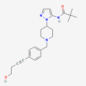 molecular formula C24H32N4O2 B3778324 N-(1-{1-[4-(4-hydroxy-1-butyn-1-yl)benzyl]-4-piperidinyl}-1H-pyrazol-5-yl)-2,2-dimethylpropanamide 