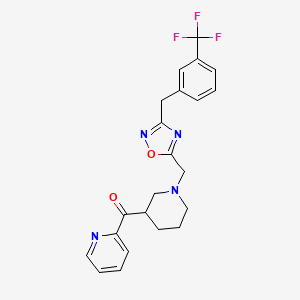 molecular formula C22H21F3N4O2 B3778328 2-pyridinyl[1-({3-[3-(trifluoromethyl)benzyl]-1,2,4-oxadiazol-5-yl}methyl)-3-piperidinyl]methanone 