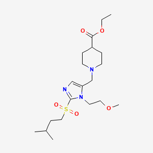 molecular formula C20H35N3O5S B3778353 ethyl 1-({1-(2-methoxyethyl)-2-[(3-methylbutyl)sulfonyl]-1H-imidazol-5-yl}methyl)-4-piperidinecarboxylate 