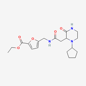 molecular formula C19H27N3O5 B3778369 ethyl 5-({[(1-cyclopentyl-3-oxo-2-piperazinyl)acetyl]amino}methyl)-2-furoate 