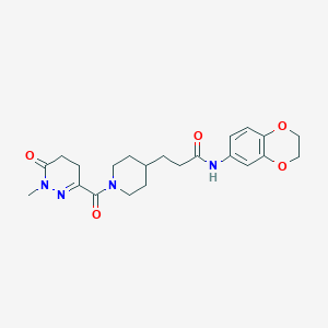 molecular formula C22H28N4O5 B3778381 N-(2,3-dihydro-1,4-benzodioxin-6-yl)-3-{1-[(1-methyl-6-oxo-1,4,5,6-tetrahydro-3-pyridazinyl)carbonyl]-4-piperidinyl}propanamide 