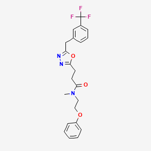 molecular formula C22H22F3N3O3 B3778411 N-methyl-N-(2-phenoxyethyl)-3-{5-[3-(trifluoromethyl)benzyl]-1,3,4-oxadiazol-2-yl}propanamide 