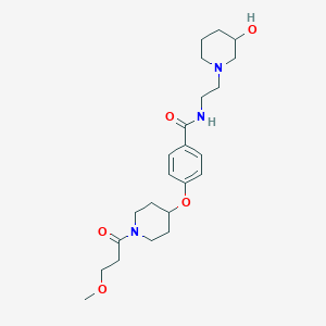 molecular formula C23H35N3O5 B3778444 N-[2-(3-hydroxy-1-piperidinyl)ethyl]-4-{[1-(3-methoxypropanoyl)-4-piperidinyl]oxy}benzamide 