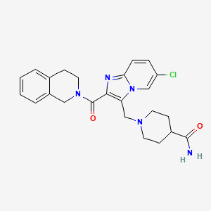 molecular formula C24H26ClN5O2 B3778456 1-[[6-chloro-2-(3,4-dihydro-1H-isoquinoline-2-carbonyl)imidazo[1,2-a]pyridin-3-yl]methyl]piperidine-4-carboxamide 