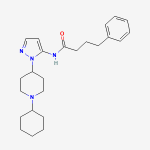 molecular formula C24H34N4O B3778462 N-[1-(1-cyclohexyl-4-piperidinyl)-1H-pyrazol-5-yl]-4-phenylbutanamide 