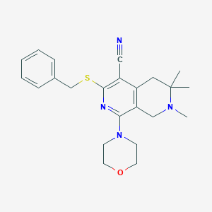 6,6,7-Trimethyl-1-(4-morpholinyl)-3-(phenylmethylthio)-5,8-dihydro-2,7-naphthyridine-4-carbonitrile