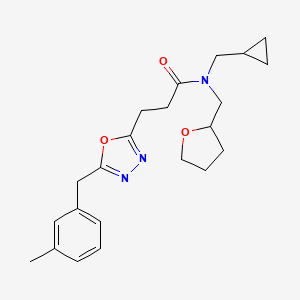 molecular formula C22H29N3O3 B3778499 N-(cyclopropylmethyl)-3-[5-(3-methylbenzyl)-1,3,4-oxadiazol-2-yl]-N-(tetrahydro-2-furanylmethyl)propanamide 
