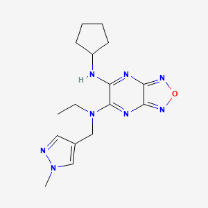molecular formula C16H22N8O B3778518 6-N-cyclopentyl-5-N-ethyl-5-N-[(1-methylpyrazol-4-yl)methyl]-[1,2,5]oxadiazolo[3,4-b]pyrazine-5,6-diamine 