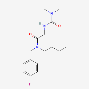 molecular formula C16H24FN3O2 B3778555 N-butyl-2-{[(dimethylamino)carbonyl]amino}-N-(4-fluorobenzyl)acetamide 