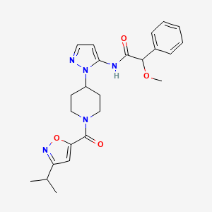 molecular formula C24H29N5O4 B3778573 N-(1-{1-[(3-isopropyl-5-isoxazolyl)carbonyl]-4-piperidinyl}-1H-pyrazol-5-yl)-2-methoxy-2-phenylacetamide 