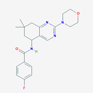 molecular formula C21H25FN4O2 B3778648 N-[7,7-dimethyl-2-(4-morpholinyl)-5,6,7,8-tetrahydro-5-quinazolinyl]-4-fluorobenzamide 