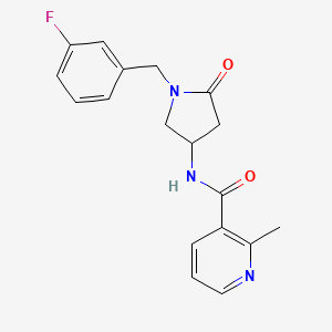 molecular formula C18H18FN3O2 B3778654 N-[1-(3-fluorobenzyl)-5-oxo-3-pyrrolidinyl]-2-methylnicotinamide 