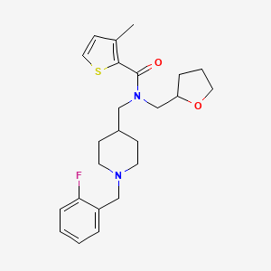 molecular formula C24H31FN2O2S B3778661 N-{[1-(2-fluorobenzyl)-4-piperidinyl]methyl}-3-methyl-N-(tetrahydro-2-furanylmethyl)-2-thiophenecarboxamide 