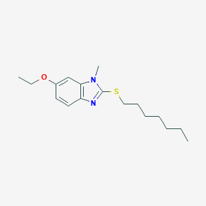 molecular formula C17H26N2OS B377867 ethyl 2-(heptylsulfanyl)-1-methyl-1H-benzimidazol-6-yl ether 