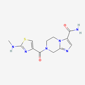 molecular formula C12H14N6O2S B3778694 7-{[2-(methylamino)-1,3-thiazol-4-yl]carbonyl}-5,6,7,8-tetrahydroimidazo[1,2-a]pyrazine-3-carboxamide 