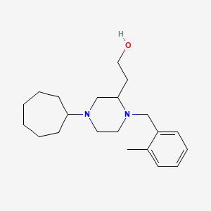 molecular formula C21H34N2O B3778704 2-[4-Cycloheptyl-1-[(2-methylphenyl)methyl]piperazin-2-yl]ethanol 