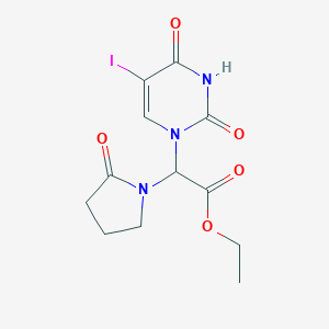molecular formula C12H14IN3O5 B377872 ethyl (5-iodo-2,4-dioxo-3,4-dihydro-1(2H)-pyrimidinyl)(2-oxo-1-pyrrolidinyl)acetate 