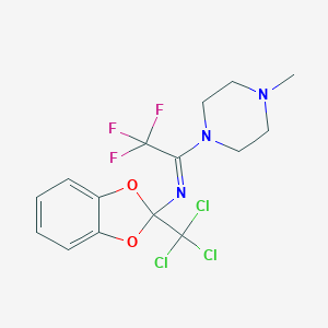 molecular formula C15H15Cl3F3N3O2 B377873 (E)-2,2,2-trifluoro-1-(4-methylpiperazin-1-yl)-N-[2-(trichloromethyl)-1,3-benzodioxol-2-yl]ethanimine 
