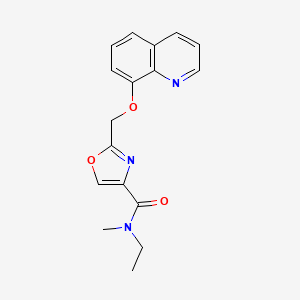 molecular formula C17H17N3O3 B3778786 N-ethyl-N-methyl-2-[(8-quinolinyloxy)methyl]-1,3-oxazole-4-carboxamide 