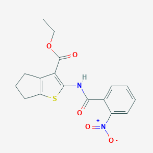 molecular formula C17H16N2O5S B377879 ethyl 2-[(2-nitrobenzoyl)amino]-5,6-dihydro-4H-cyclopenta[b]thiophene-3-carboxylate CAS No. 312604-55-0
