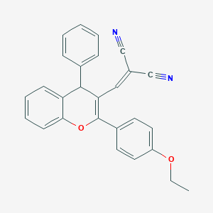 molecular formula C27H20N2O2 B377883 2-[2-(4-Ethoxy-phenyl)-4-phenyl-4H-chromen-3-ylmethylene]-malononitrile 