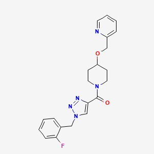 molecular formula C21H22FN5O2 B3778834 2-{[(1-{[1-(2-fluorobenzyl)-1H-1,2,3-triazol-4-yl]carbonyl}-4-piperidinyl)oxy]methyl}pyridine 