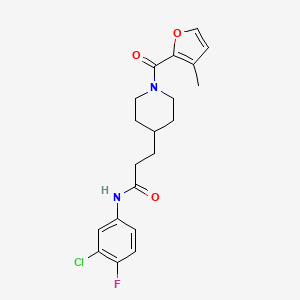 molecular formula C20H22ClFN2O3 B3778837 N-(3-chloro-4-fluorophenyl)-3-[1-(3-methyl-2-furoyl)-4-piperidinyl]propanamide 