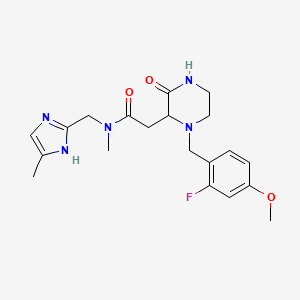 molecular formula C20H26FN5O3 B3778869 2-[1-(2-fluoro-4-methoxybenzyl)-3-oxo-2-piperazinyl]-N-methyl-N-[(4-methyl-1H-imidazol-2-yl)methyl]acetamide 